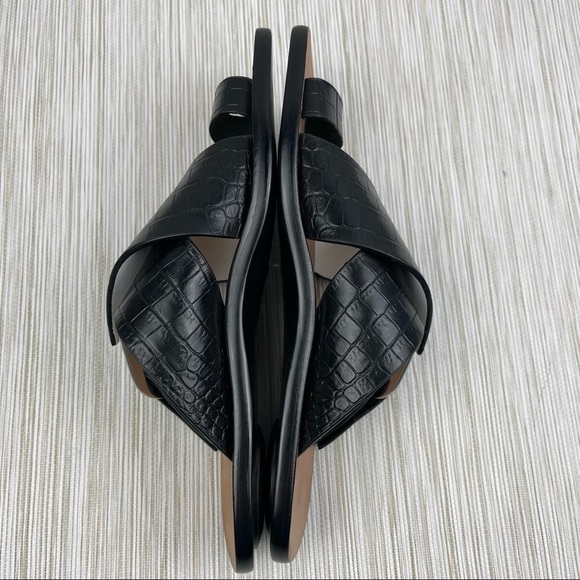 NEW Rag & Bone August Croc Embossed Leather Slide Sandals In Black - Picture 7 of 13